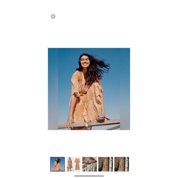 Desmond & Dempsey X H&m Women’s Landscape Kaftan Midi Dress Size Large - Picture 6 of 13